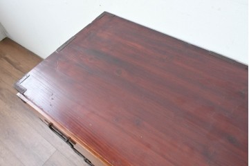 和製アンティーク　前面欅(ケヤキ)材　木目が魅力の庄内箪笥ローチェスト　(R-087321)