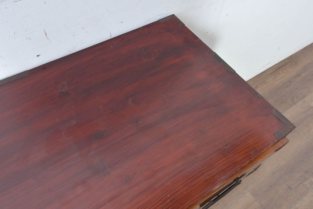 和製アンティーク　前面欅(ケヤキ)材　木目が魅力の庄内箪笥ローチェスト　(R-087321)