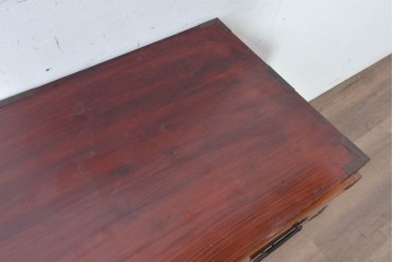 和製アンティーク　前面欅(ケヤキ)材　木目が魅力の庄内箪笥ローチェスト　(R-087321)