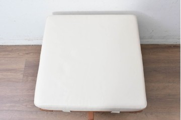 中古　桜製作所　ジョージ・ナカシマ(George Nakashima)　レザークッションのグリーンロック・オットマン　(R-087323)