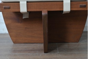 中古　桜製作所　ジョージ・ナカシマ(George Nakashima)　レザークッションのグリーンロック・オットマン　(R-087323)