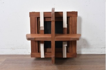 中古　桜製作所　ジョージ・ナカシマ(George Nakashima)　レザークッションのグリーンロック・オットマン　(R-087323)