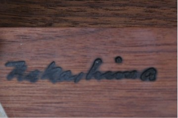 中古　桜製作所　ジョージ・ナカシマ(George Nakashima)　レザークッションのグリーンロック・オットマン　(R-087323)