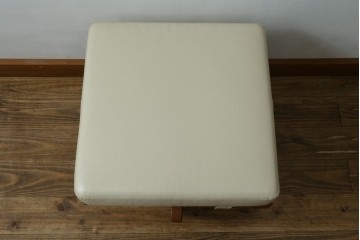 中古　桜製作所　ジョージ・ナカシマ(George Nakashima)　レザークッションのグリーンロック・オットマン　(R-087323)