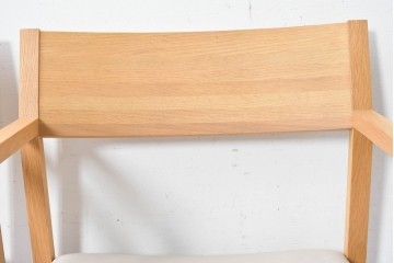 中古　美品　カリモク家具(karimoku)　小林幹也氏デザイン HARU　オーク材・フェイクレザー　軽やかなフレームのダイニングチェア2脚セット　定価(2脚合計)約13万円　(R-087329)