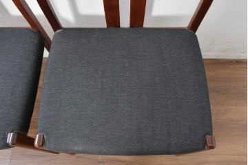 中古　希少な廃番品!　カリモク家具(karimoku)　最上位シリーズ「ビベンテ」　花梨(カリン)材　なめらかな曲線を描くフレームが魅力のダイニングチェア2脚セット　(R-087332)