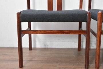 中古　希少な廃番品!　カリモク家具(karimoku)　最上位シリーズ「ビベンテ」　花梨(カリン)材　なめらかな曲線を描くフレームが魅力のダイニングチェア2脚セット　(R-087332)