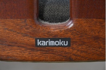 中古　希少な廃番品!　カリモク家具(karimoku)　最上位シリーズ「ビベンテ」　花梨(カリン)材　なめらかな曲線を描くフレームが魅力のダイニングチェア2脚セット　(R-087332)