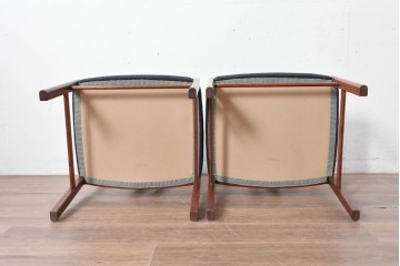 中古　希少な廃番品!　カリモク家具(karimoku)　最上位シリーズ「ビベンテ」　花梨(カリン)材　なめらかな曲線を描くフレームが魅力のダイニングチェア2脚セット　(R-087332)