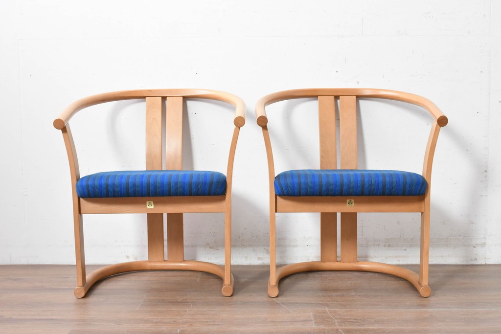 和製ヴィンテージ　秋田木工　剣持勇氏デザイン　No.80　ブナ材のラウンジチェア2脚セット　現行定価(2脚合計)約26万円　(R-087333)