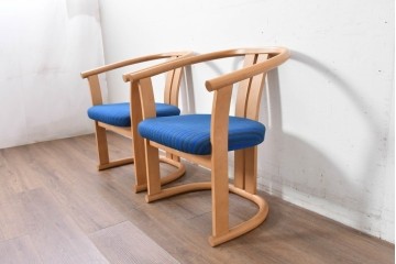 和製ヴィンテージ　秋田木工　剣持勇氏デザイン　No.80　ブナ材のラウンジチェア2脚セット　現行定価(2脚合計)約26万円　(R-087333)