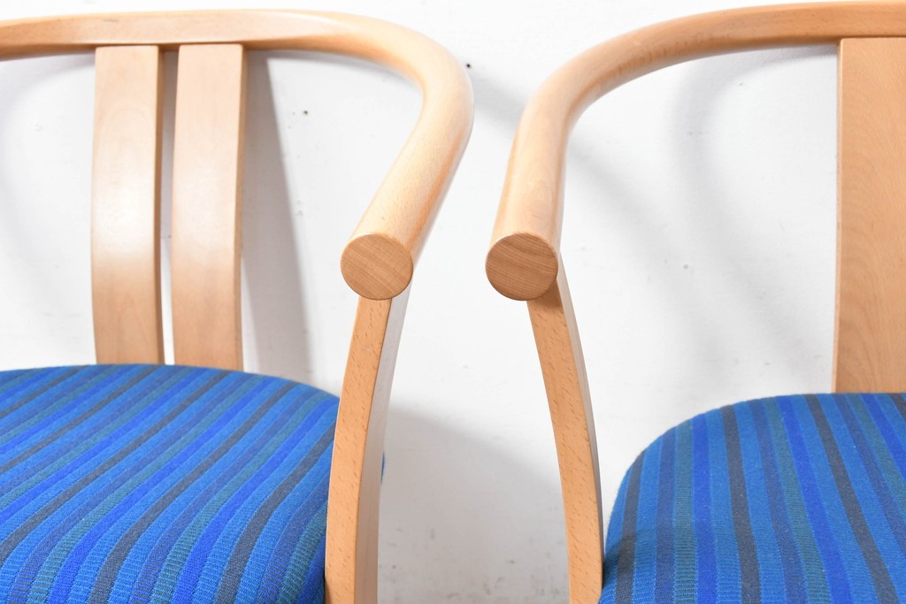 和製ヴィンテージ　秋田木工　剣持勇氏デザイン　No.80　ブナ材のラウンジチェア2脚セット　現行定価(2脚合計)約26万円　(R-087333)