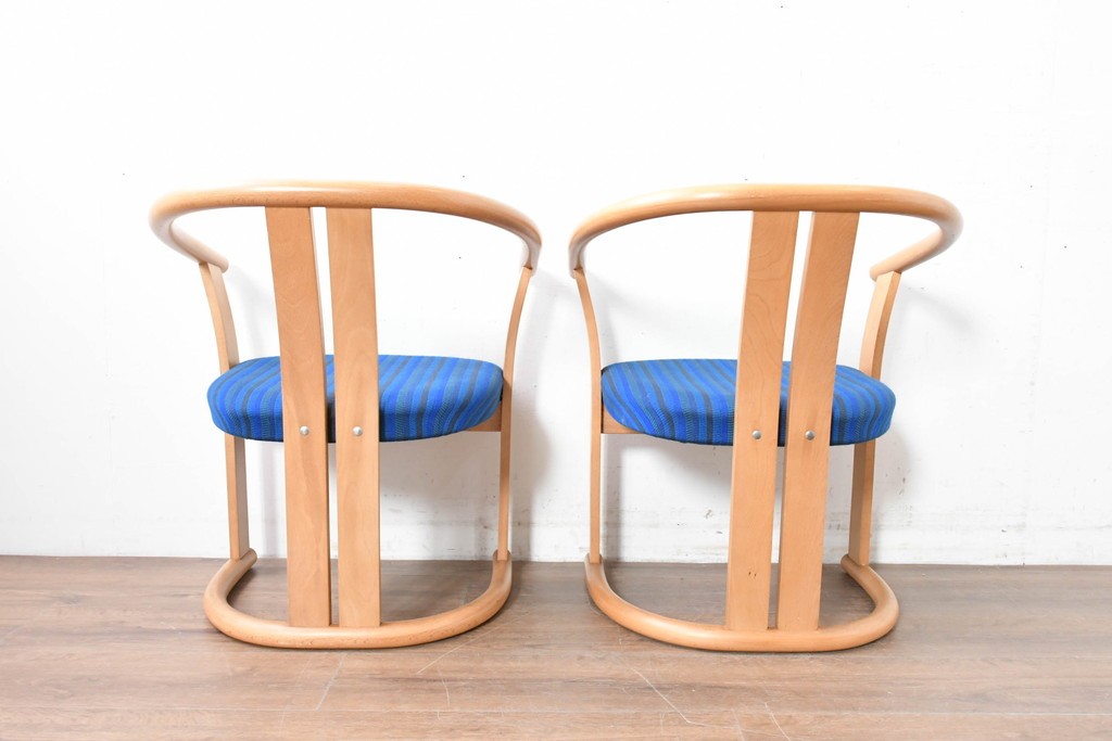 和製ヴィンテージ　秋田木工　剣持勇氏デザイン　No.80　ブナ材のラウンジチェア2脚セット　現行定価(2脚合計)約26万円　(R-087333)