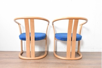 和製ヴィンテージ　秋田木工　剣持勇氏デザイン　No.80　ブナ材のラウンジチェア2脚セット　現行定価(2脚合計)約26万円　(R-087333)