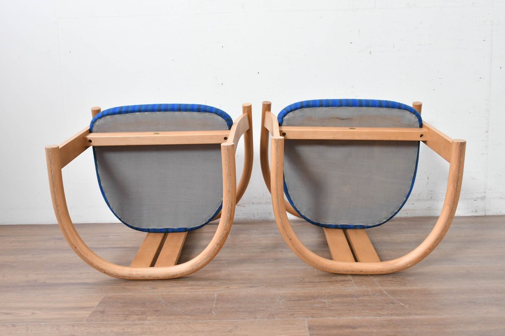 和製ヴィンテージ　秋田木工　剣持勇氏デザイン　No.80　ブナ材のラウンジチェア2脚セット　現行定価(2脚合計)約26万円　(R-087333)