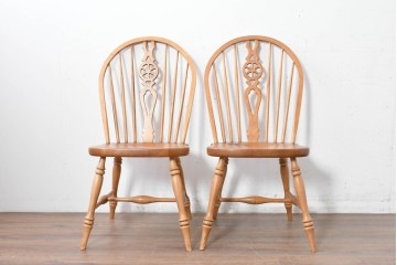 中古　アメリカ　ETHAN ALLEN(イーセンアーレン)　ホイールバックウィンザーチェア2脚セット　(R-087336)