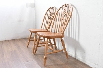 中古　アメリカ　ETHAN ALLEN(イーセンアーレン)　ホイールバックウィンザーチェア2脚セット　(R-087336)