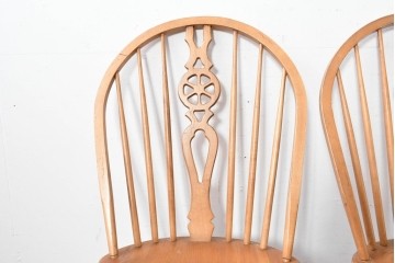 中古　アメリカ　ETHAN ALLEN(イーセンアーレン)　ホイールバックウィンザーチェア2脚セット　(R-087336)