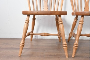 中古　アメリカ　ETHAN ALLEN(イーセンアーレン)　ホイールバックウィンザーチェア2脚セット　(R-087336)