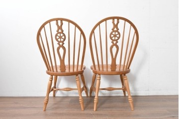 中古　アメリカ　ETHAN ALLEN(イーセンアーレン)　ホイールバックウィンザーチェア2脚セット　(R-087336)