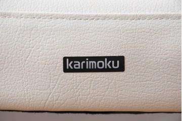 中古　美品　カリモク家具(karimoku)　オーク材　フェイクレザー　優しい曲線の背もたれが心地よいダイニングチェア2脚セット　定価(2脚合計)約13万円　(R-087338)