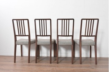 中古　カリモク家具(karimoku)　すっきりとした縦格子の背もたれが上品なダイニングチェア4脚セット　定価(4脚合計)約20万円　(R-087339)