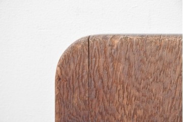 和製ヴィンテージ　楢(ナラ)材　コーヒーカップの透かし彫り入り　古いカフェのダイニングチェア3脚セット　(R-087342)