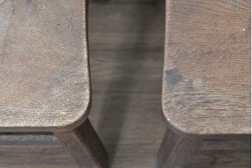 和製ヴィンテージ　楢(ナラ)材　コーヒーカップの透かし彫り入り　古いカフェのダイニングチェア3脚セット　(R-087342)