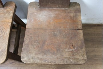 和製ヴィンテージ　楢(ナラ)材　コーヒーカップの透かし彫り入り　古いカフェのダイニングチェア3脚セット　(R-087342)