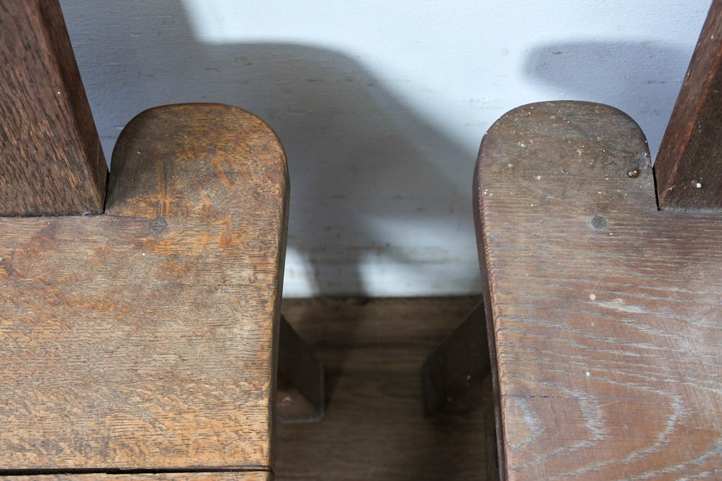 和製ヴィンテージ　楢(ナラ)材　コーヒーカップの透かし彫り入り　古いカフェのダイニングチェア3脚セット　(R-087342)