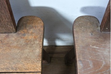 和製ヴィンテージ　楢(ナラ)材　コーヒーカップの透かし彫り入り　古いカフェのダイニングチェア3脚セット　(R-087342)