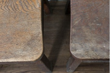 和製ヴィンテージ　楢(ナラ)材　コーヒーカップの透かし彫り入り　古いカフェのダイニングチェア3脚セット　(R-087342)