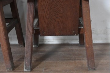 和製ヴィンテージ　楢(ナラ)材　コーヒーカップの透かし彫り入り　古いカフェのダイニングチェア3脚セット　(R-087342)