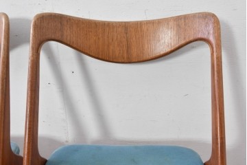 《張地の張り替え加工費込み》　スウェーデンヴィンテージ　希少モデル　Albin Johansson & Soner(アルビン・ヨハンソン&セーナー)　Storken(ストーケン)　背もたれのカーブが印象的なチーク材のダイニングチェア4脚セット　(R-087343)