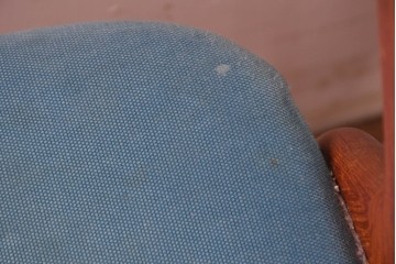 《張地の張り替え加工費込み》　スウェーデンヴィンテージ　希少モデル　Albin Johansson & Soner(アルビン・ヨハンソン&セーナー)　Storken(ストーケン)　背もたれのカーブが印象的なチーク材のダイニングチェア4脚セット　(R-087343)