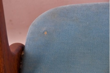 《張地の張り替え加工費込み》　スウェーデンヴィンテージ　希少モデル　Albin Johansson & Soner(アルビン・ヨハンソン&セーナー)　Storken(ストーケン)　背もたれのカーブが印象的なチーク材のダイニングチェア4脚セット　(R-087343)