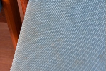 《張地の張り替え加工費込み》　スウェーデンヴィンテージ　希少モデル　Albin Johansson & Soner(アルビン・ヨハンソン&セーナー)　Storken(ストーケン)　背もたれのカーブが印象的なチーク材のダイニングチェア4脚セット　(R-087343)