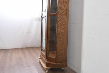 中古　美品　希少な廃番品!　COUNTRY HOUSE 2000(カントリーハウス)　Brugge(ブルージュ)　装飾ガラスが美しい背面鏡張りのキュリオケース　(R-087347)