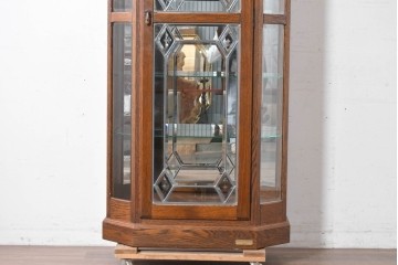 中古　美品　希少な廃番品!　COUNTRY HOUSE 2000(カントリーハウス)　Brugge(ブルージュ)　装飾ガラスが美しい背面鏡張りのキュリオケース　(R-087347)