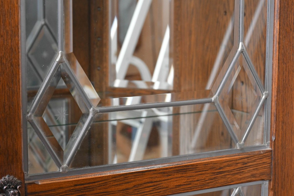 中古　美品　希少な廃番品!　COUNTRY HOUSE 2000(カントリーハウス)　Brugge(ブルージュ)　装飾ガラスが美しい背面鏡張りのキュリオケース　(R-087347)