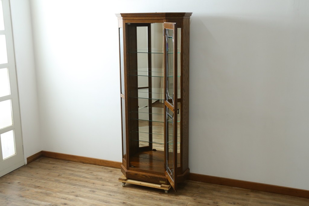 中古　美品　希少な廃番品!　COUNTRY HOUSE 2000(カントリーハウス)　Brugge(ブルージュ)　装飾ガラスが美しい背面鏡張りのキュリオケース　(R-087347)