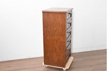 中古　美品　希少な廃番品!　ステンドグラスが目を引く5段チェスト　(R-087349)