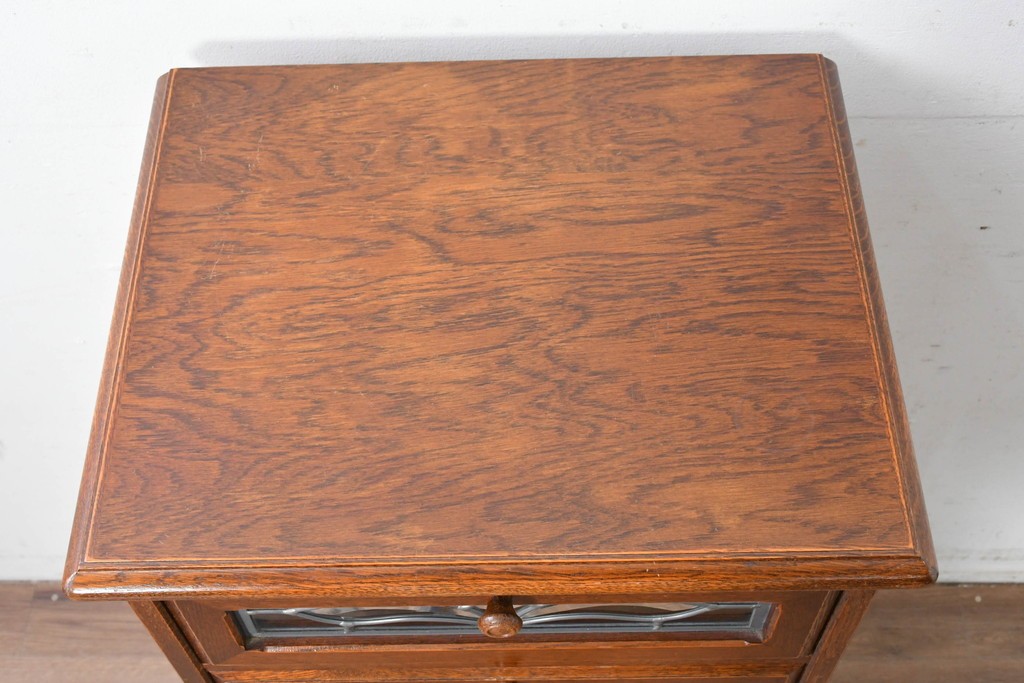 中古　美品　希少な廃番品!　ステンドグラスが目を引く5段チェスト　(R-087349)