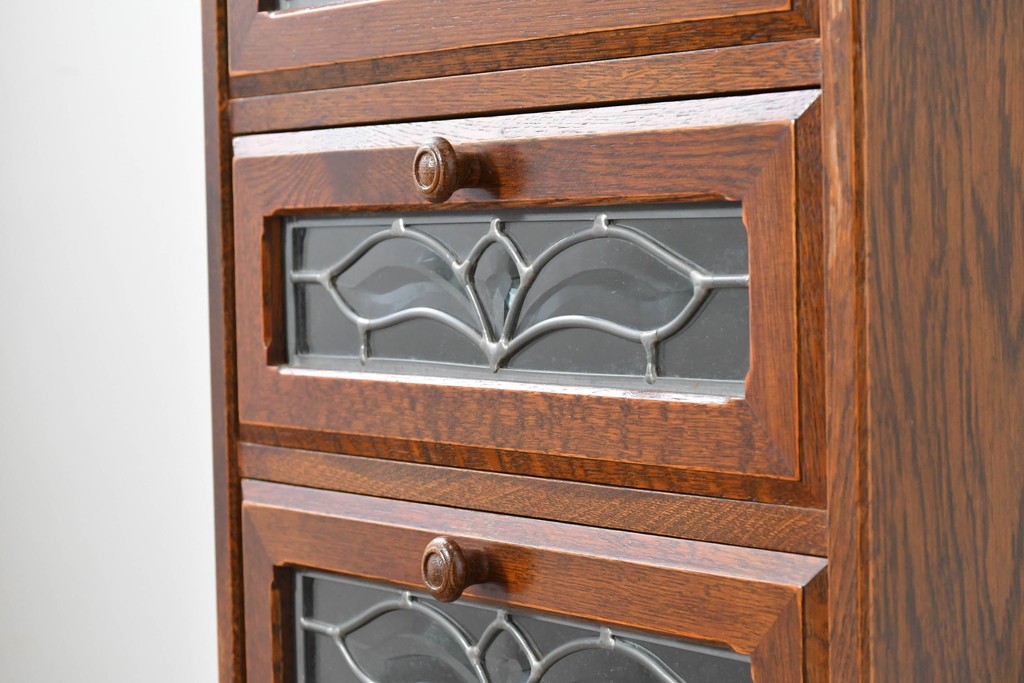 中古　美品　希少な廃番品!　ステンドグラスが目を引く5段チェスト　(R-087349)