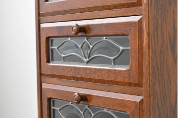 中古　美品　希少な廃番品!　ステンドグラスが目を引く5段チェスト　(R-087349)