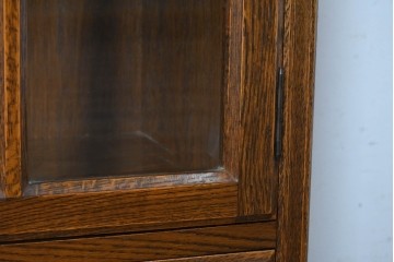 中古　美品　希少な廃番品!　すっきりとした縦型フォルムのガラス扉キャビネット　(R-087350)