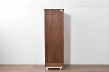 中古　美品　希少な廃番品!　すっきりとした縦型フォルムのガラス扉キャビネット　(R-087350)