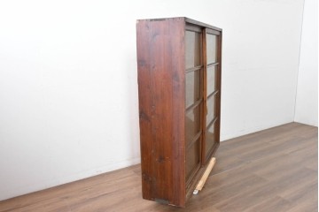 和製アンティーク　やわらかな透け感が魅力の結霜ガラス戸棚　(R-087353)