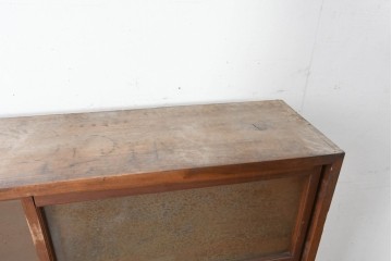 和製アンティーク　やわらかな透け感が魅力の結霜ガラス戸棚　(R-087353)