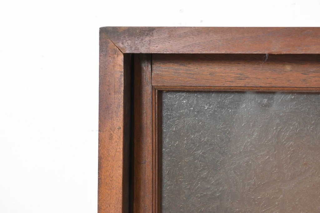 和製アンティーク　やわらかな透け感が魅力の結霜ガラス戸棚　(R-087353)